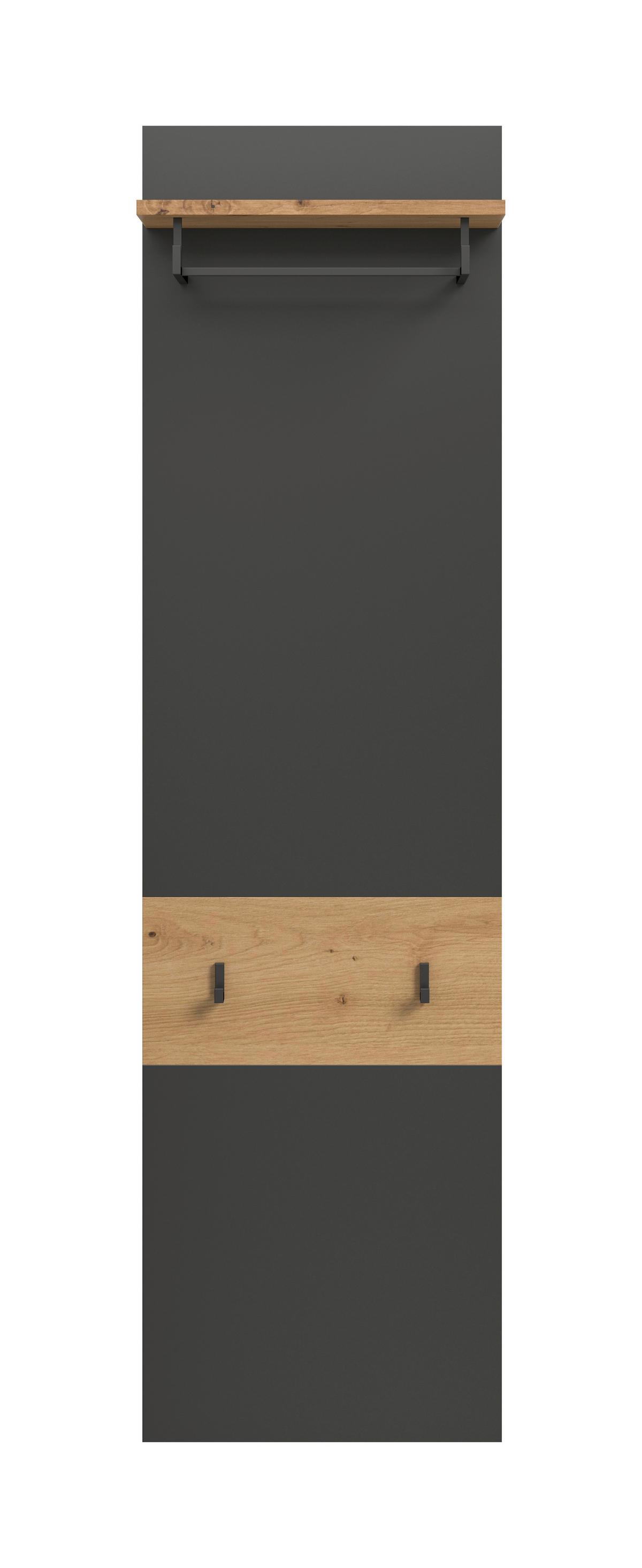 Garderobenpaneel Canu Eiche Artisan/grau B: 45 Cm - Eiche Artisan, Design, Holzwerkstoff (45/165/29cm) - Livetastic
