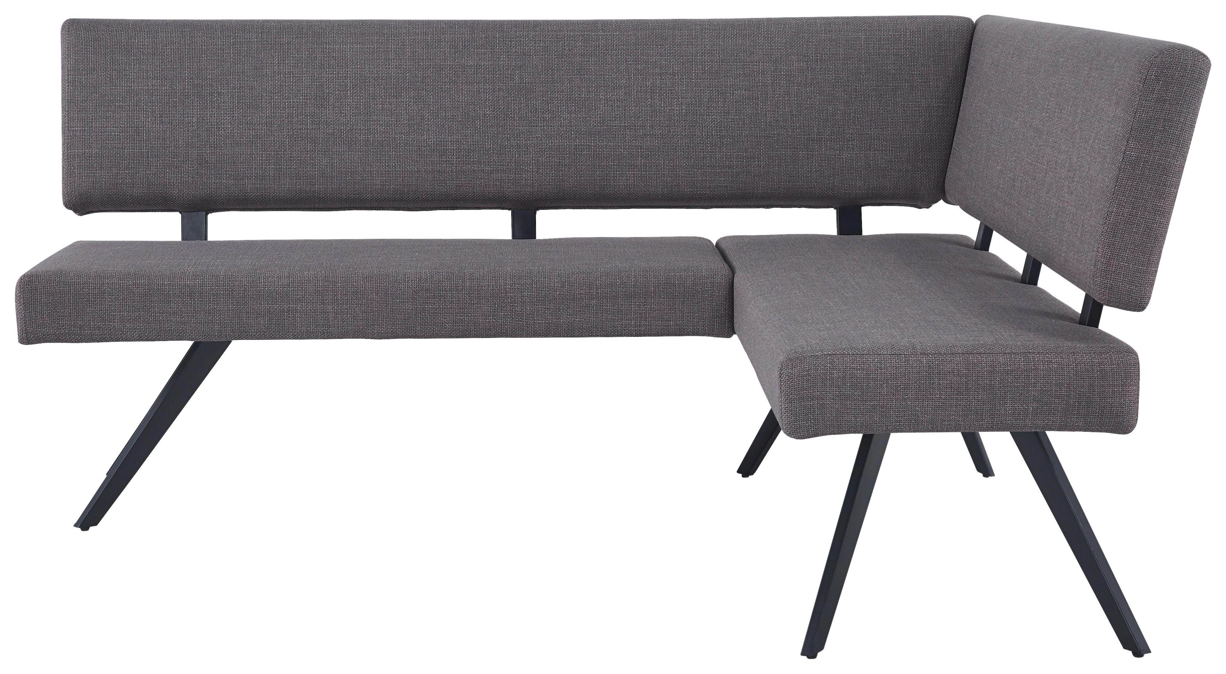 Eckbank Andros Hellgrau, S: 190x150 cm - Hellgrau/Schwarz, KONVENTIONELL, Textil/Metall (190/150cm) - MID.YOU
