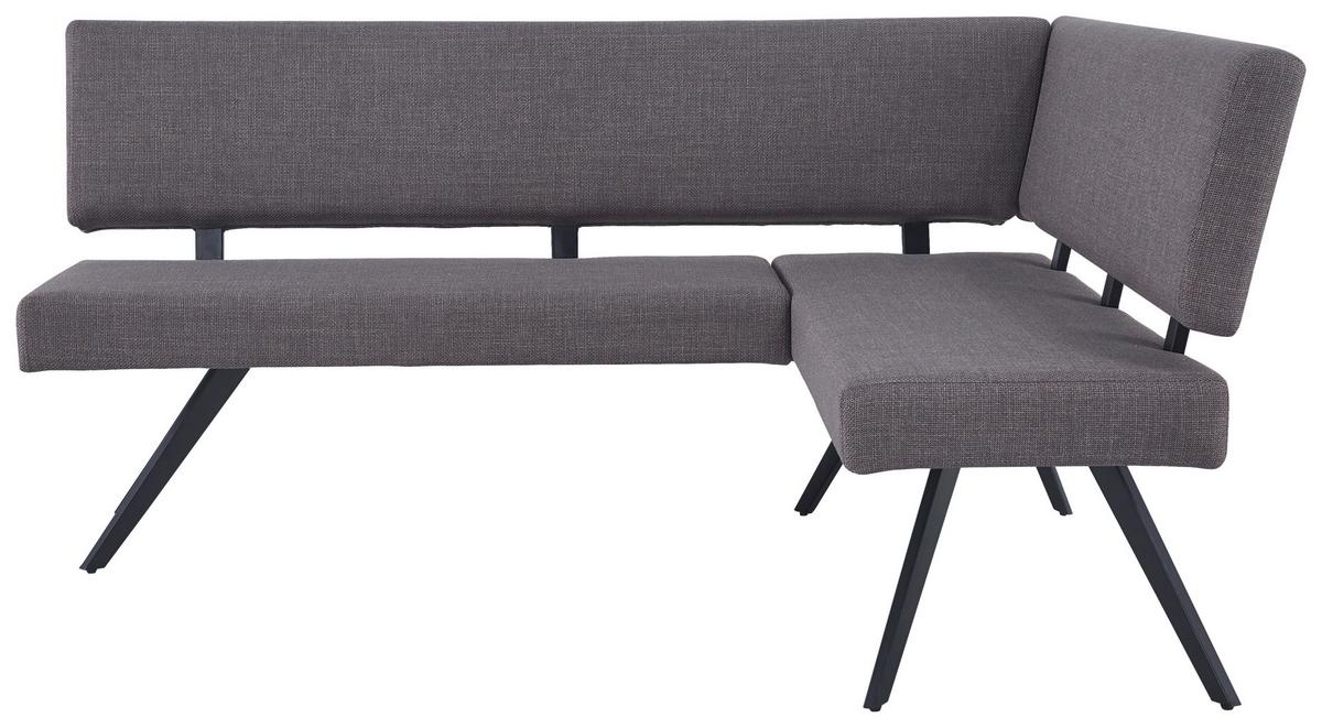 Eckbank Andros Hellgrau, S: 190x150 cm - Hellgrau/Schwarz, KONVENTIONELL, Textil/Metall (190/150cm) - MID.YOU