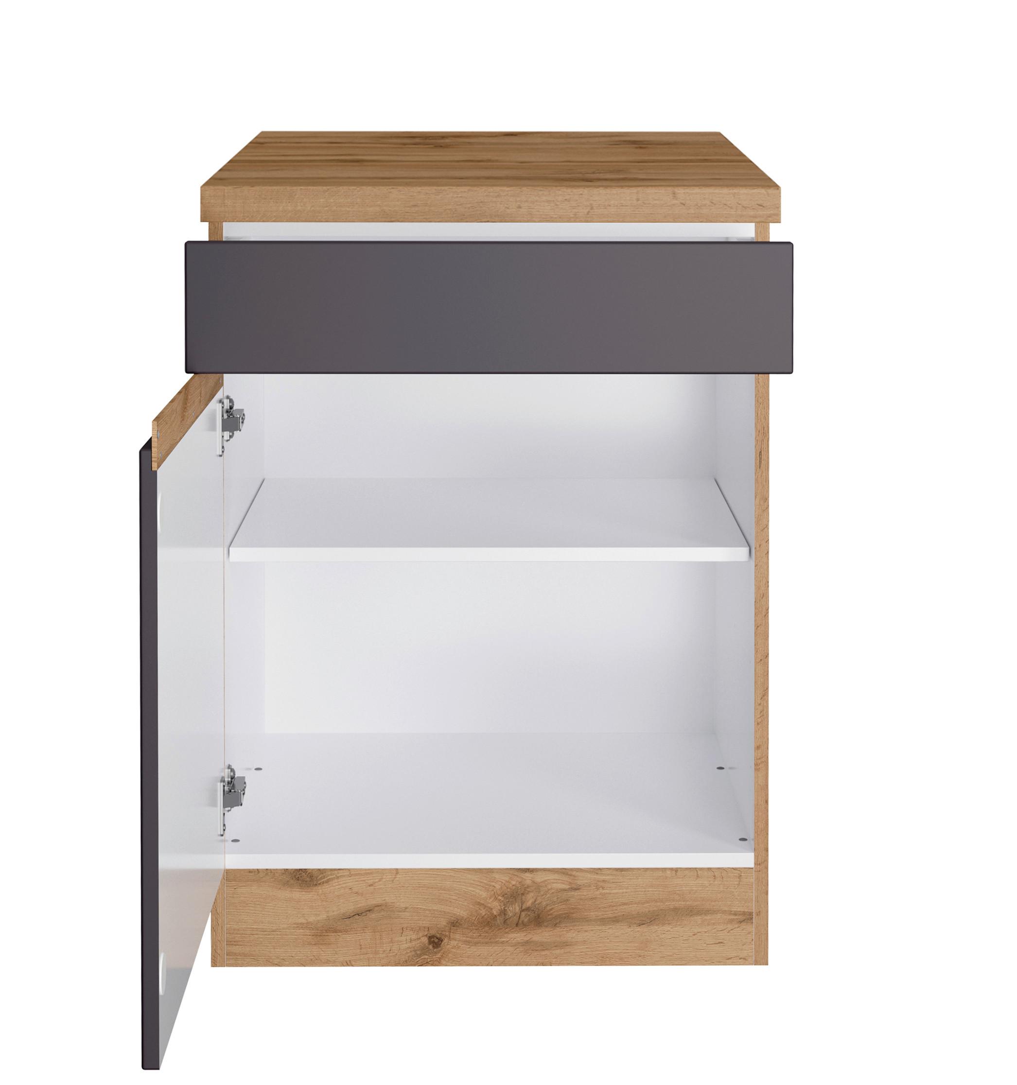 Küchenunterschrank Turin 60 cm Grau/Wotaneiche Dekor - Eiche Wotan/Grau, Design (60/86/60cm) - Held