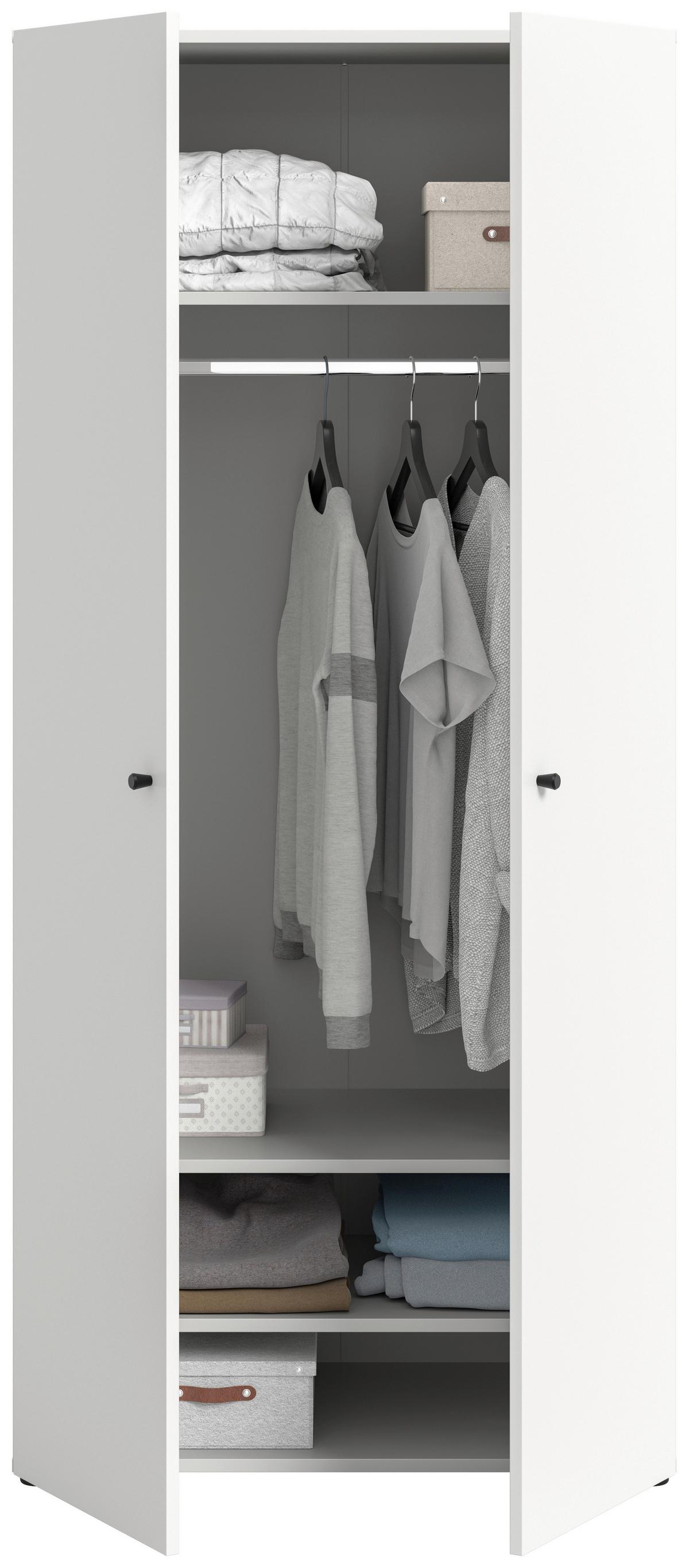 Drehtürenschrank Darwin, Weiß B: 80 Cm - Weiß, MODERN, Holzwerkstoff (80/176/51cm) - MID.YOU