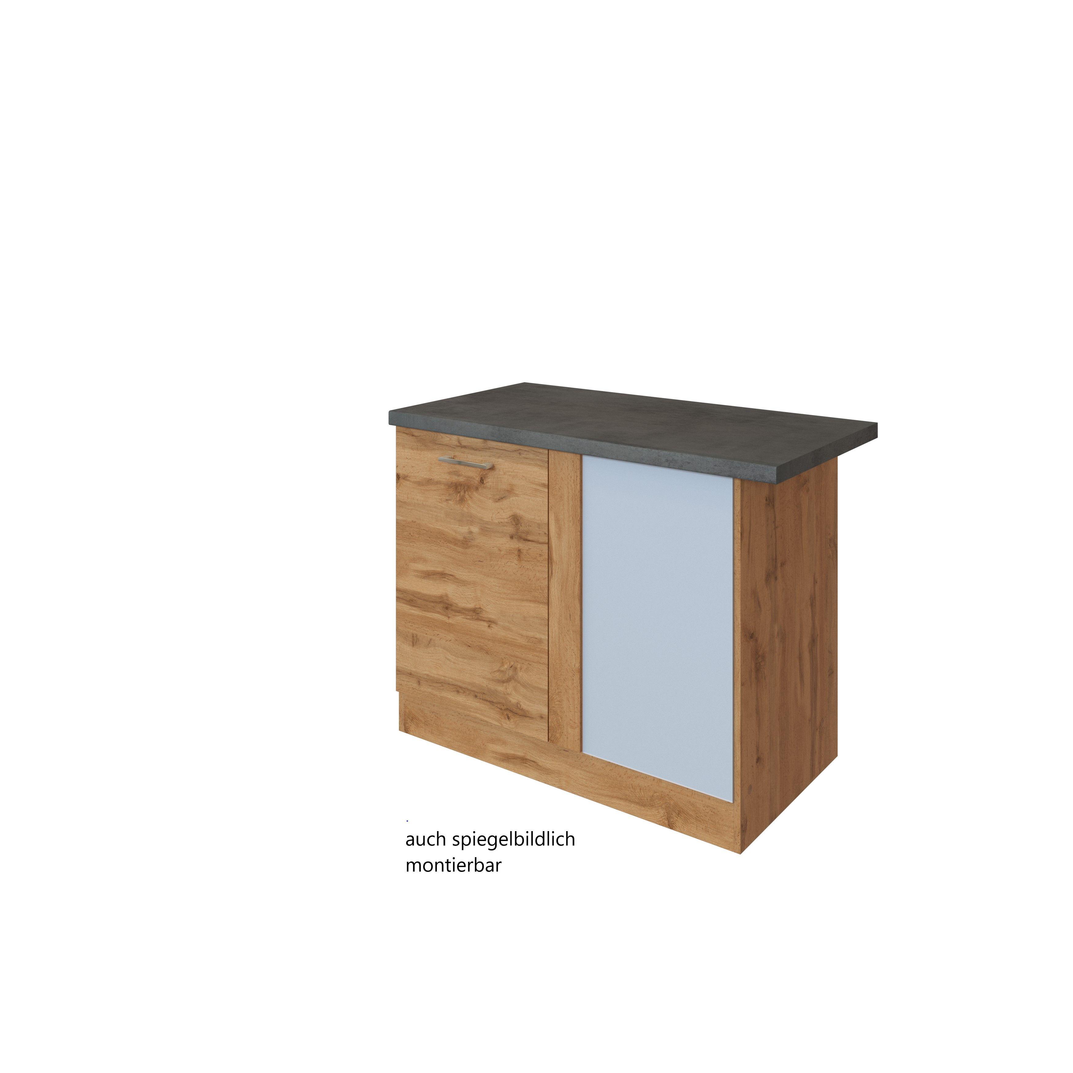 Eckunterschrank B: 110 cm Anthrazit/Eiche Dekor - Eichefarben, MODERN, Holzwerkstoff (110/85/60cm) - Held