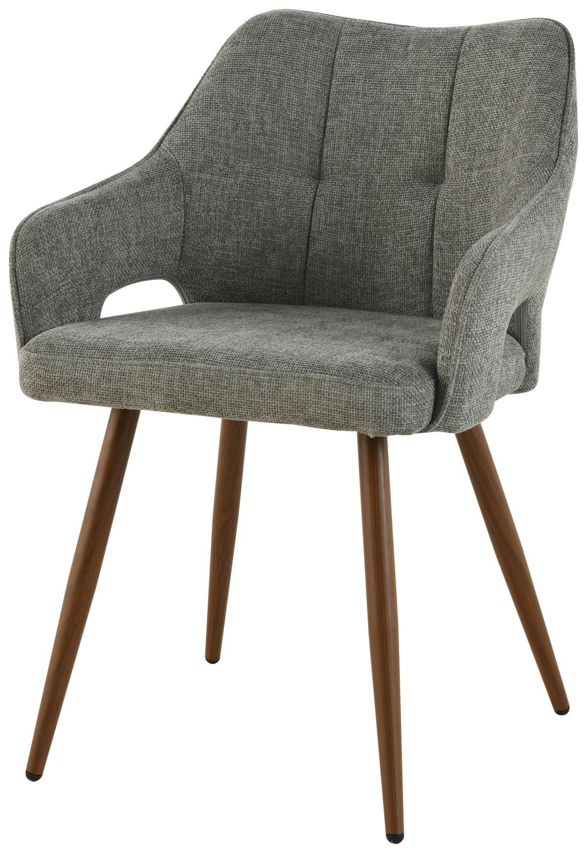 STOLIČKA S PODRÚČKAMI JAMIE - sivá/farba vlašského orecha, Lifestyle, kov/drevo (55/80/60cm) - MID.YOU