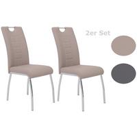 Esszimmerstuhl Andrea S Cappuccino Gepolstert 2er-Set - Chromfarben/Weiß, MODERN, Textil/Metall (43/100/64cm) - MID.YOU