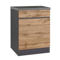 Küchenunterschrank Turin B: 60 cm Graphitfarben/Eiche Dekor - Eiche Wotan/Graphitfarben, Design (60/86/60cm) - Held