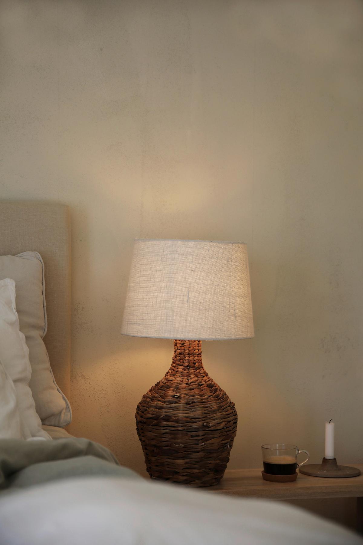 Tischleuchte Timerfunktion, 40w - Naturfarben/Weiß, Basics, Naturmaterialien (32/58/32cm) - Markslöjd