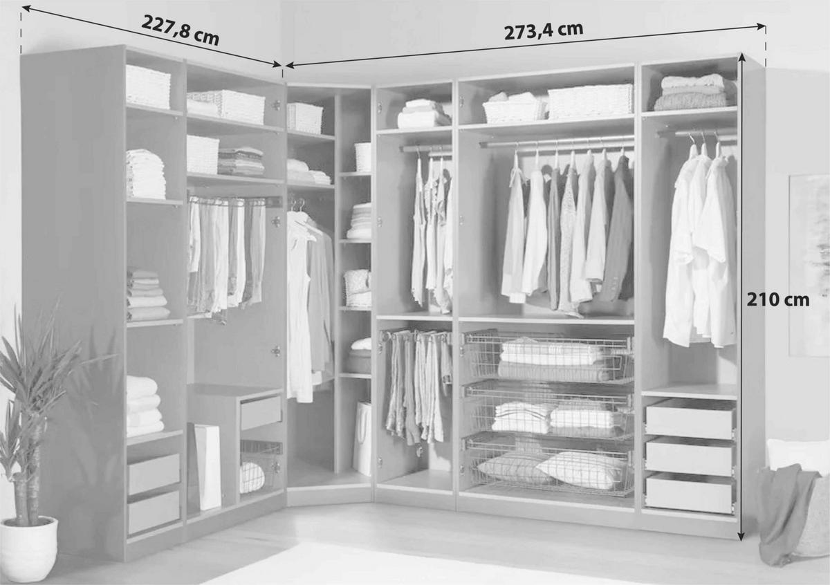Offener Kleiderschrank Mit Laden 273,4 cm Unit Anthrazit - Anthrazit, MODERN, Holzwerkstoff (273,4/210/227,8cm) - Ondega