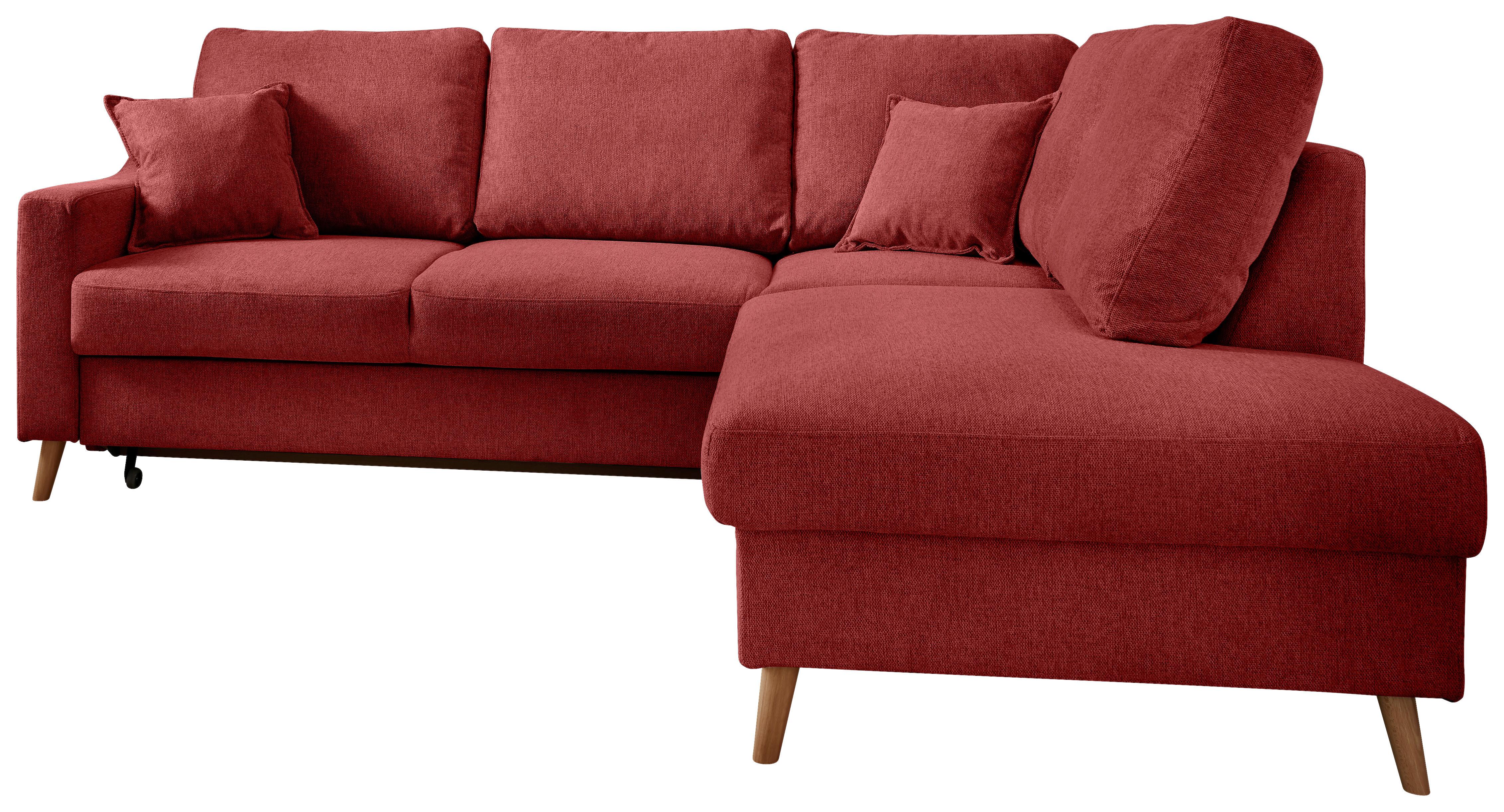 Ecksofa Valentina Rot S: 230x200 Cm - Rot/Naturfarben, MODERN, Textil (230/200cm) - Livetastic