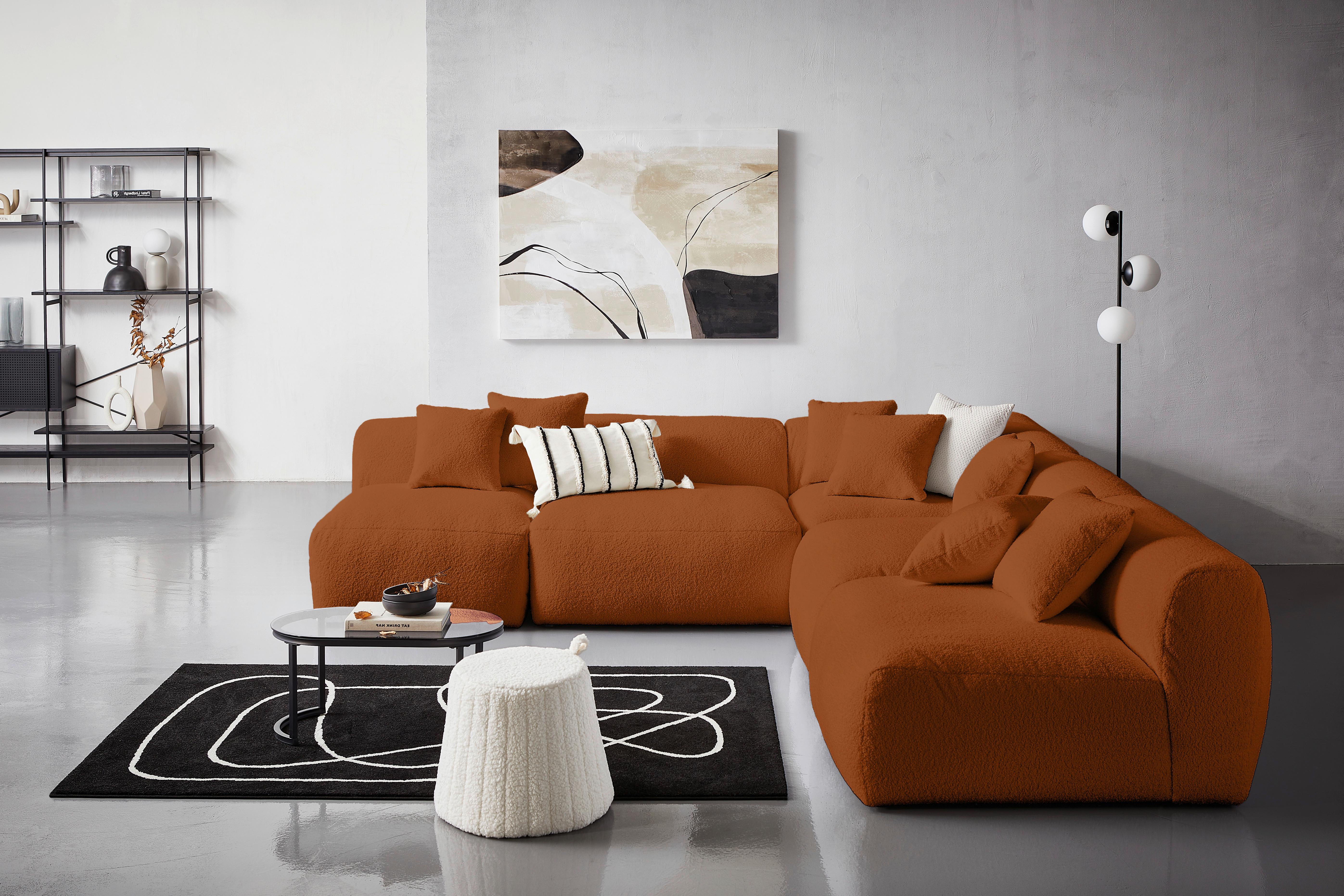 Ecksofa Bloom Erweiterbar Rostfarben - Rostfarben, Trend, Textil (300/315cm) - Livetastic