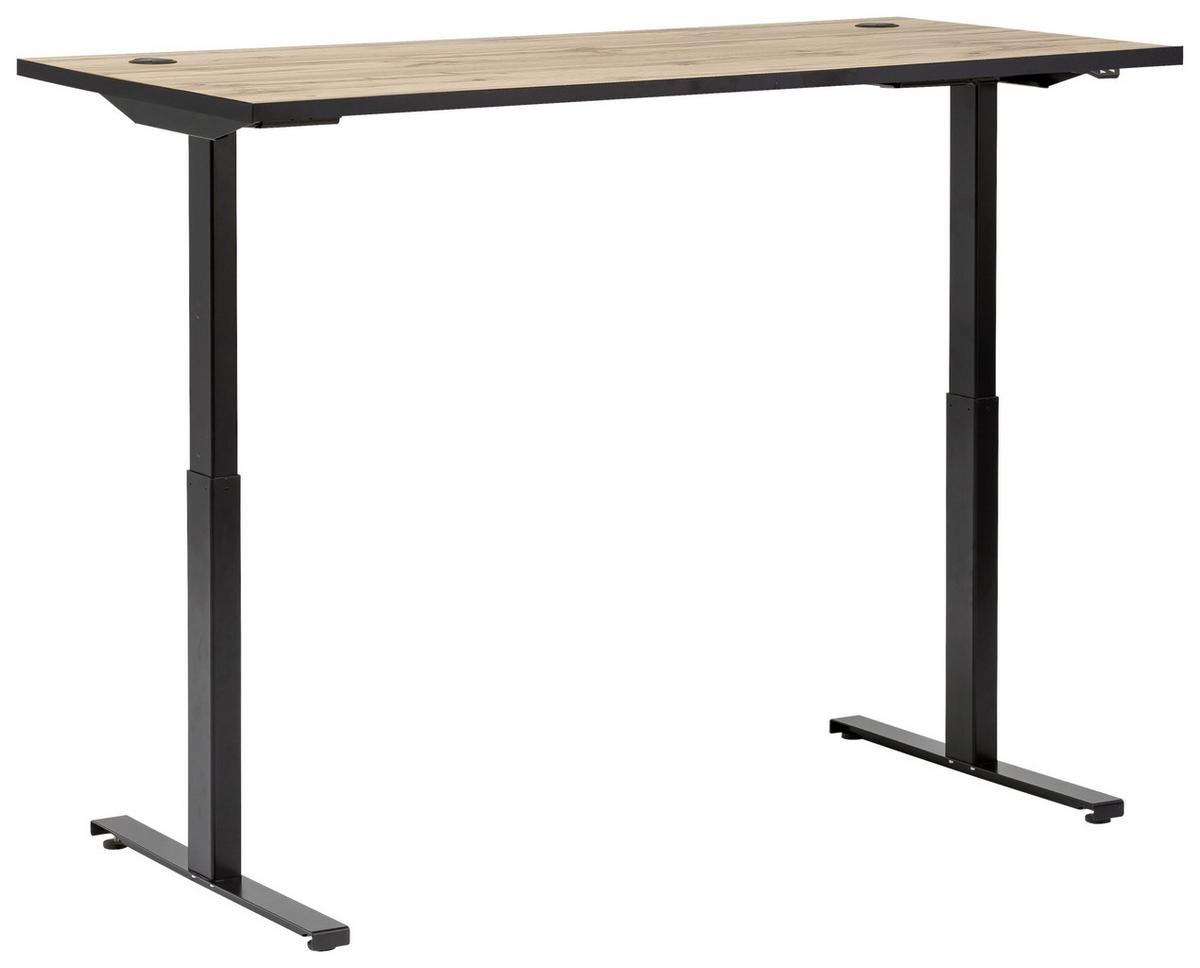 Schreibtisch B 160 H 70-120 cm Serie 2000 Eiche Dekor - Eichefarben/Schwarz, KONVENTIONELL, Holzwerkstoff/Metall (160/70,5-117/75cm) - MID.YOU
