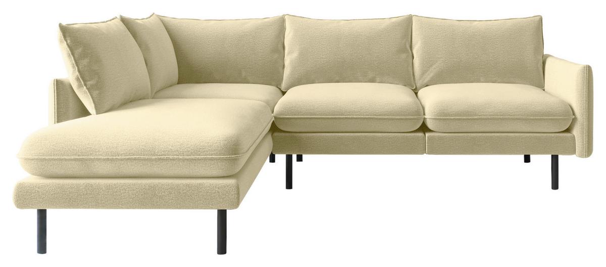 Ecksofa Samos Beige S: 204x267 cm - Beige/Schwarz, Design, Textil (204/267cm) - Livetastic