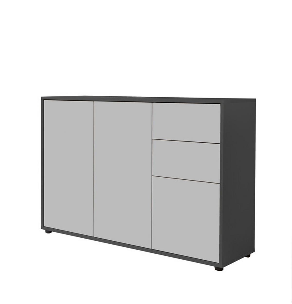 Sideboard Mailand Anthrazit/weiß B: 184,5cm - Anthrazit/Schwarz, MODERN, Holzwerkstoff (184,5/73/33cm) - MID.YOU