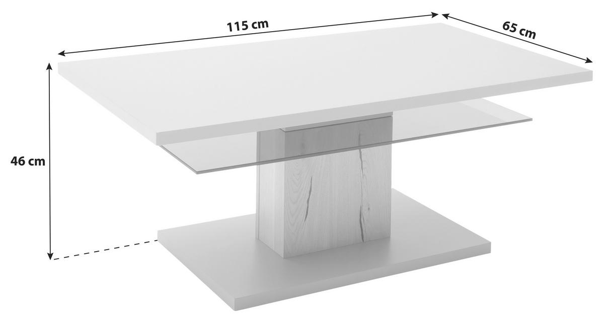 Couchtisch Sevilla Grau/Eichefarben - Eichefarben/Grau, Design, Glas/Holzwerkstoff (115/65/46cm) - MID.YOU