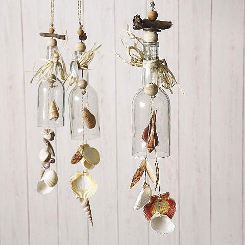 Windspiel Muschel I - Basics, přírodní materiály/sklo (7/40cm)