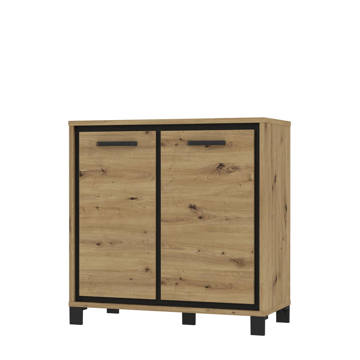 Kommode B 91,4 Cm Trondheim, Eiche Dekor/schwarz - Eichefarben/Schwarz, MODERN, Holzwerkstoff/Kunststoff (91,4/91,2/41,5cm) - MID.YOU