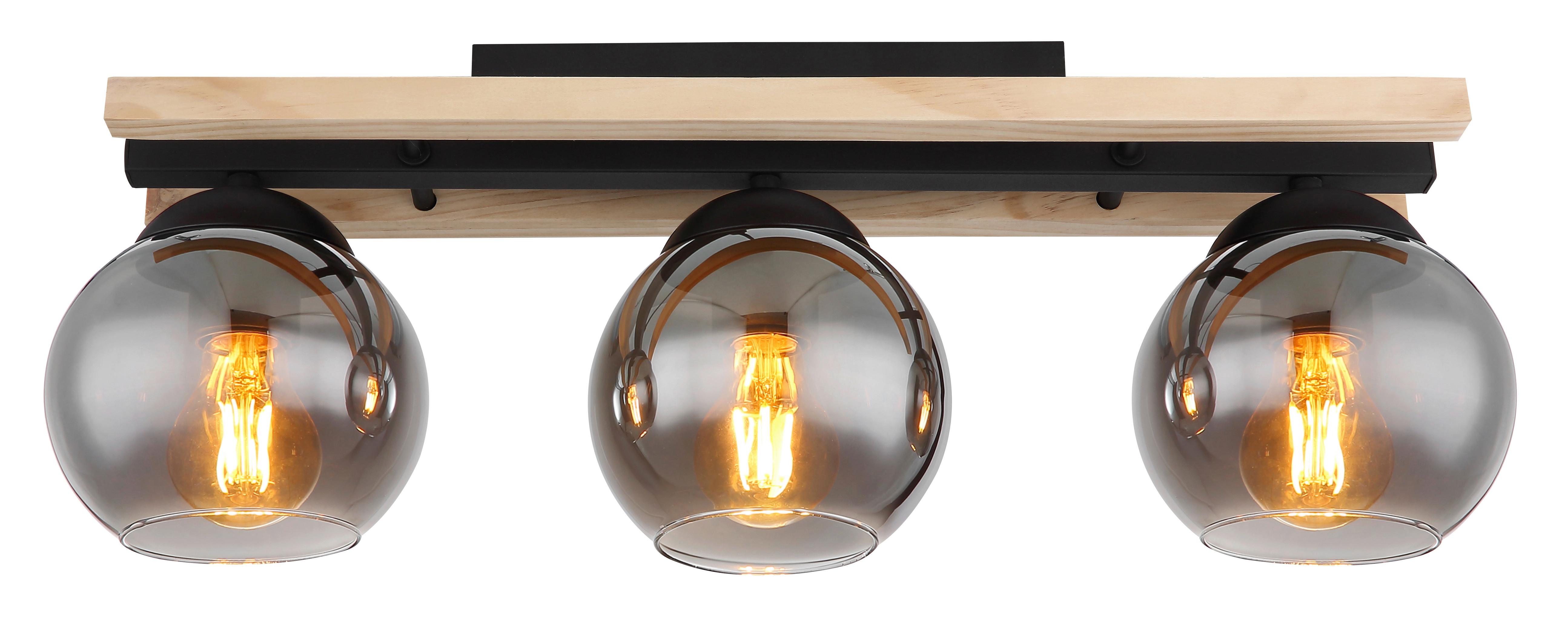 Deckenleuchte 15569-3d Conni - Schwarz/Naturfarben, Natur, Glas/Holz (60/15/20,5cm) - Globo