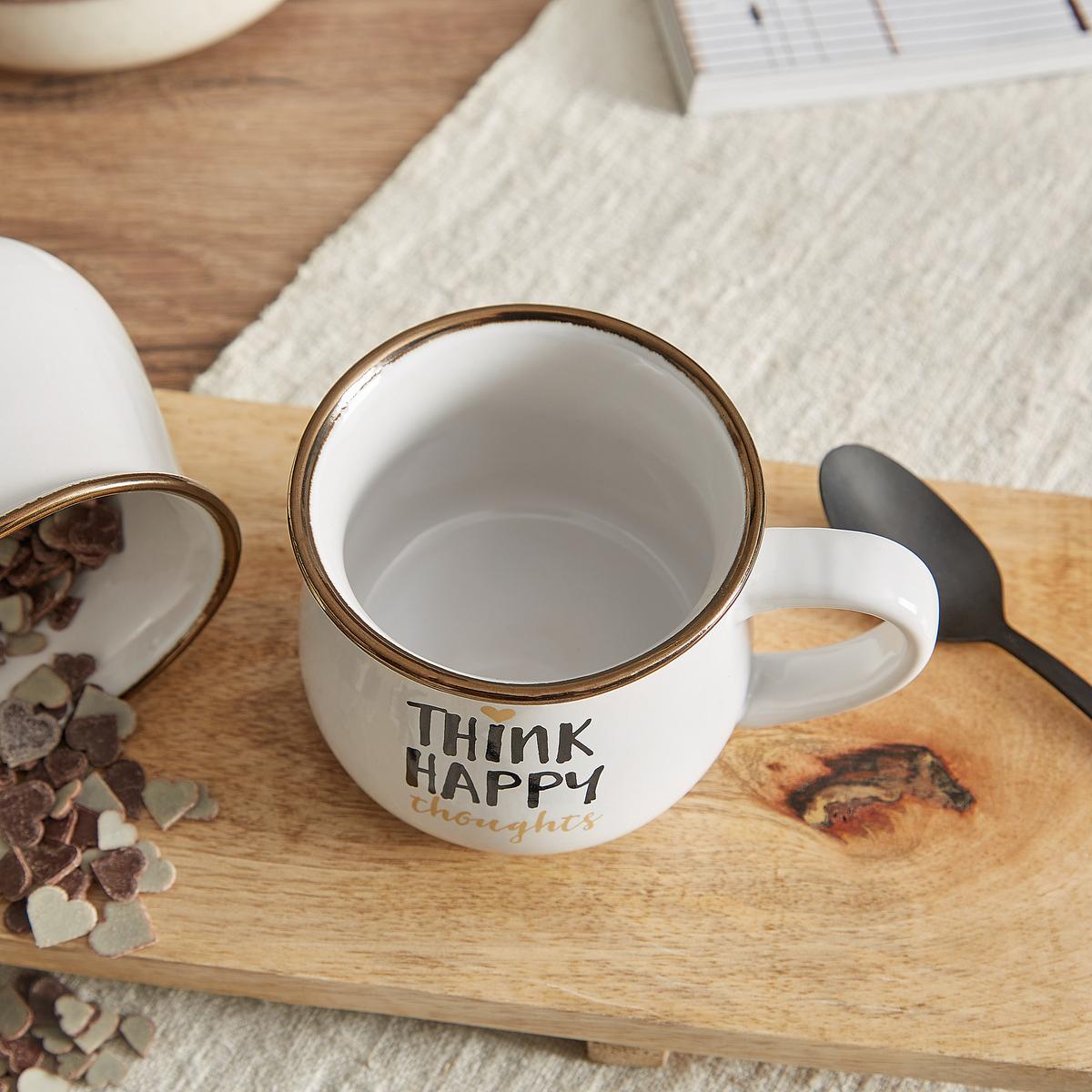 Kaffeebecher Steinzeug 210 ml Weiß Ellen - Multicolor/Weiß, Basics, Keramik (8/7cm) - Luca Bessoni