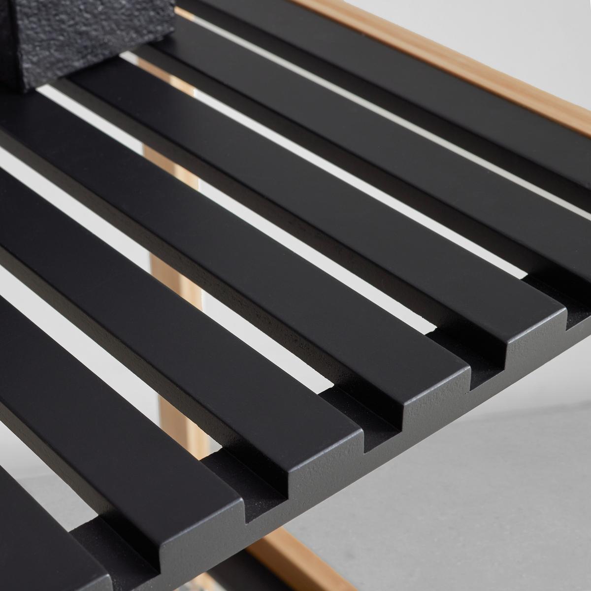 Regál ELSA bambus/čierna - čierna/prírodná farba, Modern, kompozitné drevo/prírodné materiály (34/79/33cm) - Mömax