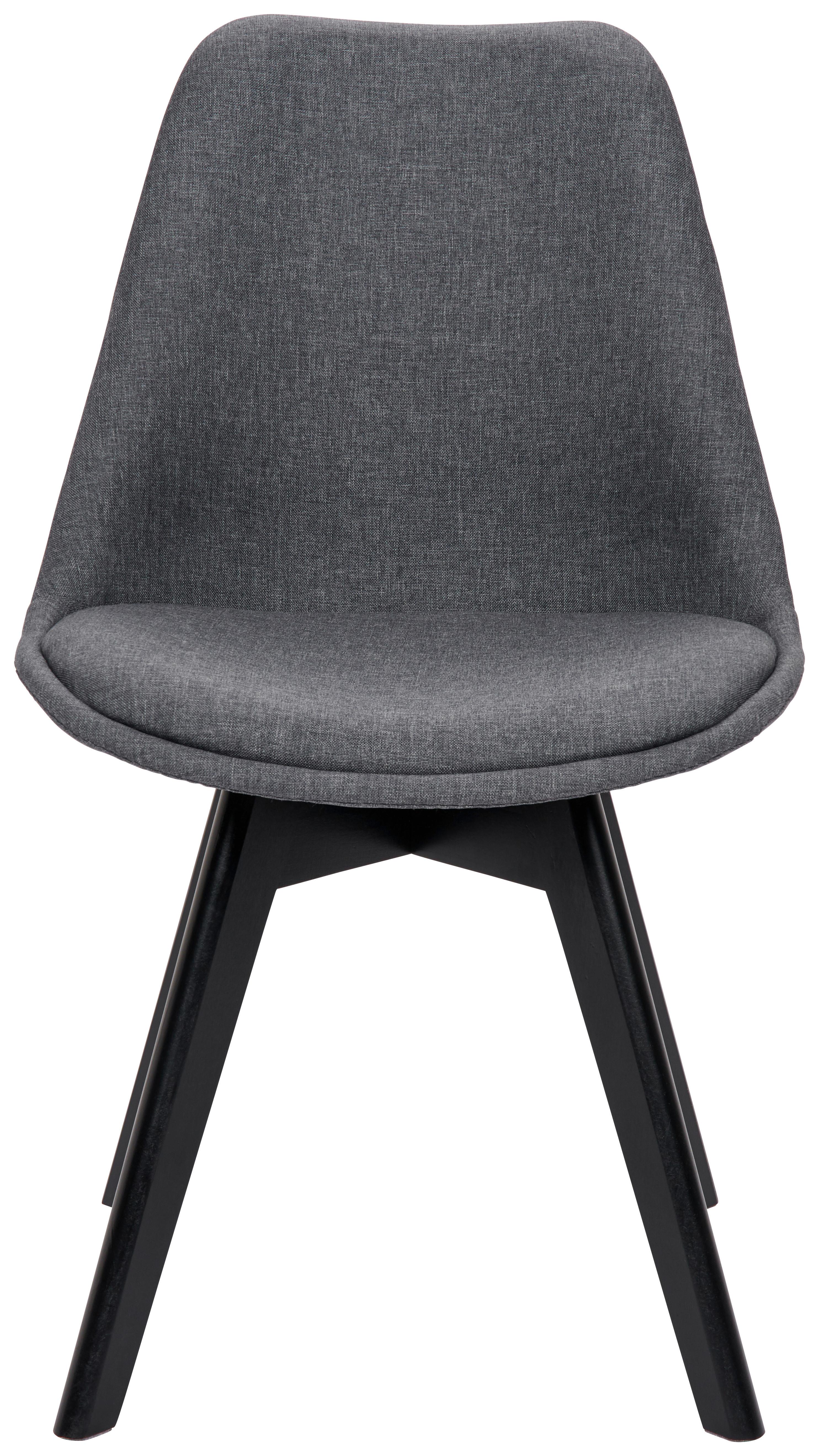 Polsterstuhl Scandi Anthrazit mit Echtholz-Beinen - Anthrazit/Schwarz, MODERN, Holz/Kunststoff (49/81/58cm) - Luca Bessoni
