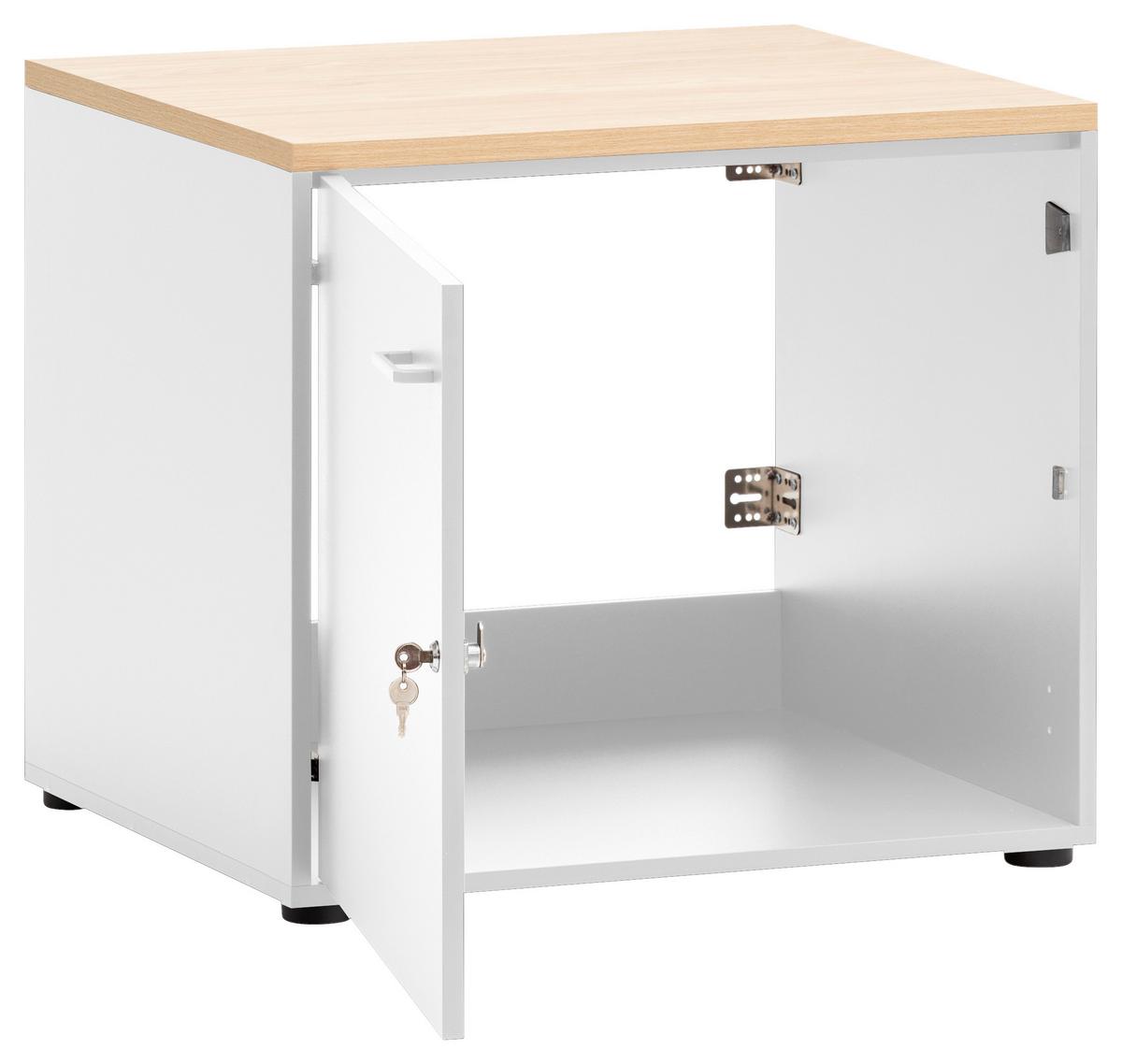 Mehrzweckschrank Weiß/eichefarben B: 67,1 Cm - Eichefarben/Schwarz, MODERN, Holzwerkstoff (67,1/60/60cm) - MID.YOU