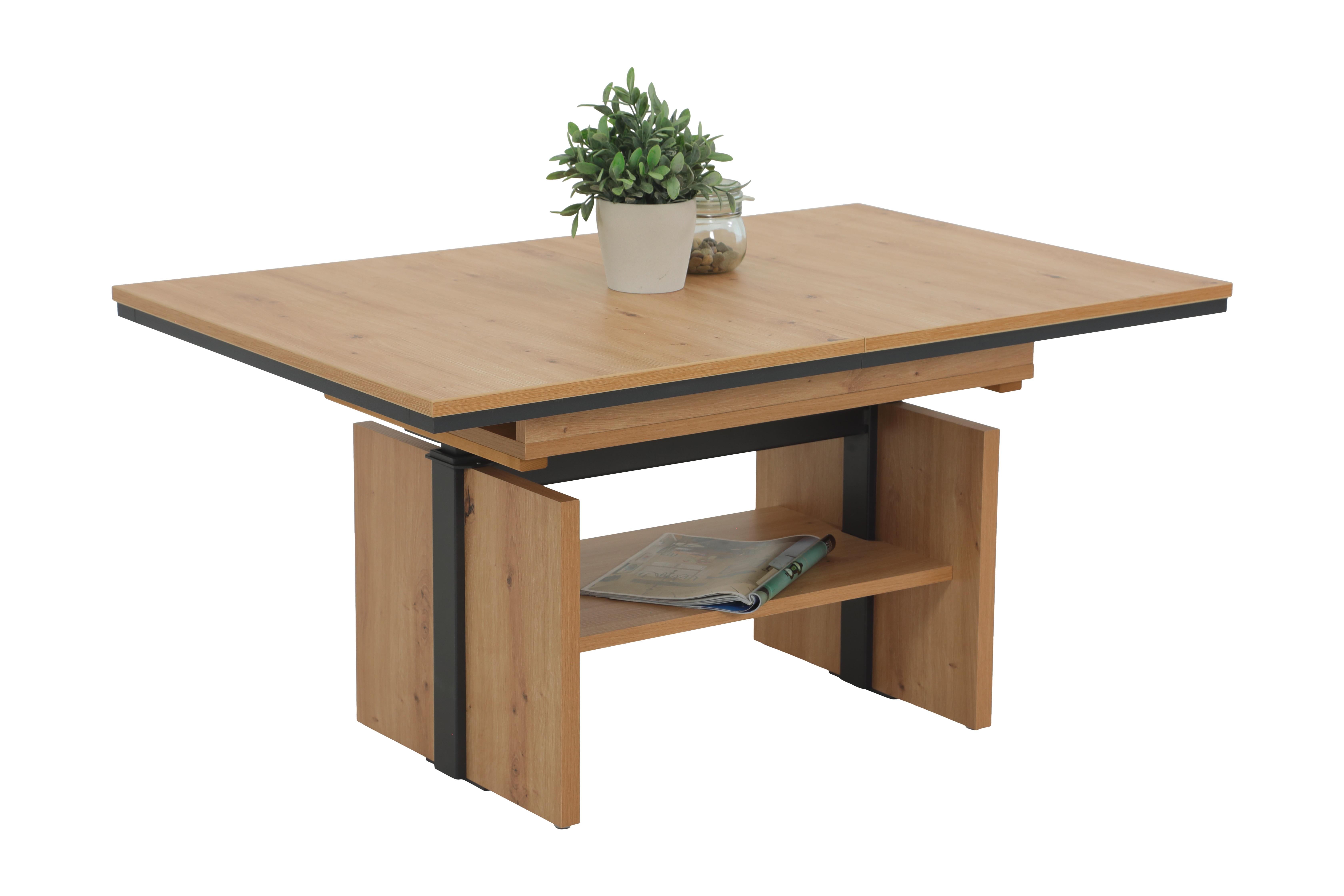Couchtischset Ingo Eiche A. Dekor L: 110-150 cm - Eiche Artisan, Design, Holzwerkstoff (110-150/70/53-72cm) - Livetastic