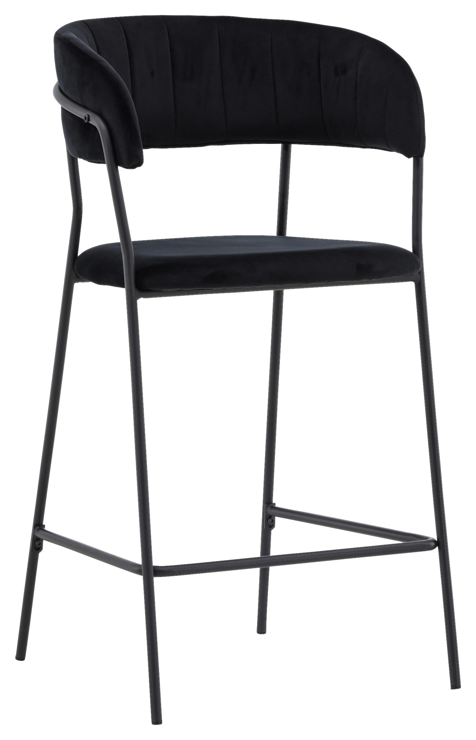 Barhocker-Set Lui - Schwarz, Design, Textil/Metall (53/97/49cm) - Livetastic