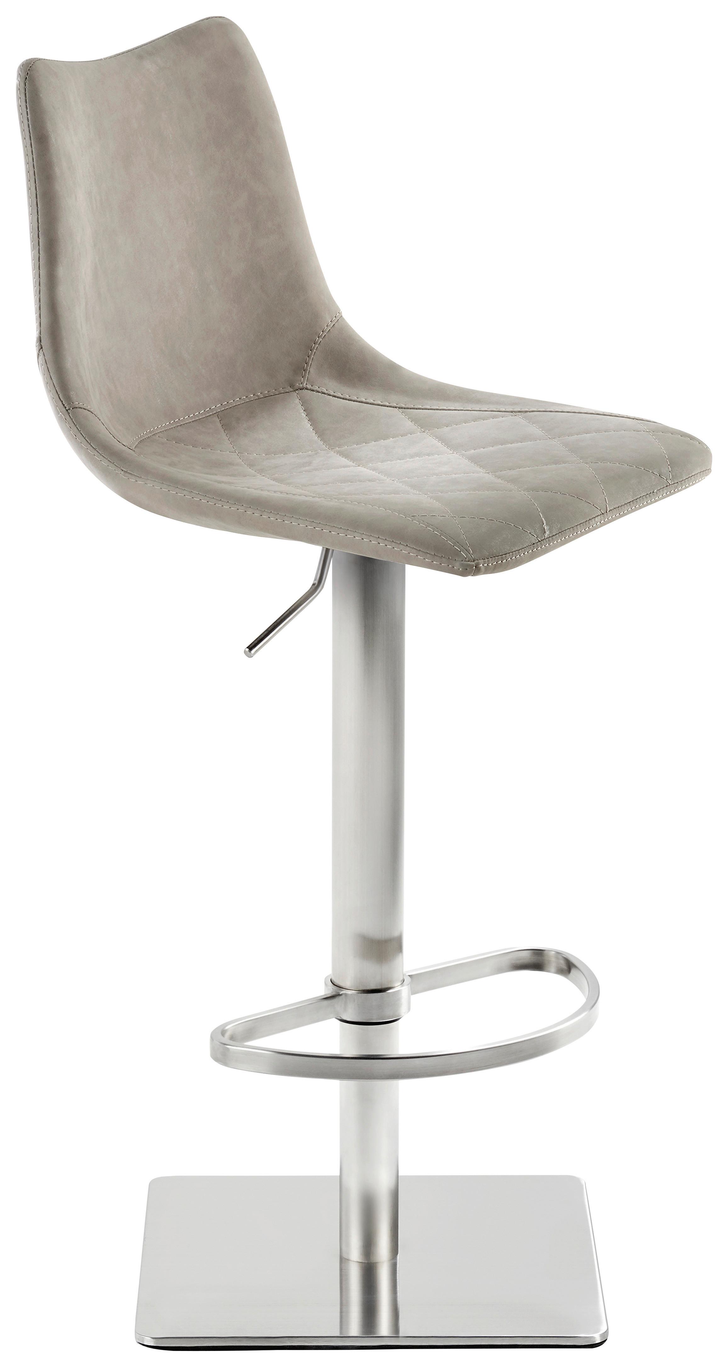 Tresenstuhl My Tobi Lichtgrau, höhenverstellbar und drehbar - Edelstahlfarben/Grau, KONVENTIONELL, Holz/Textil (43/85-110/50cm) - Livetastic