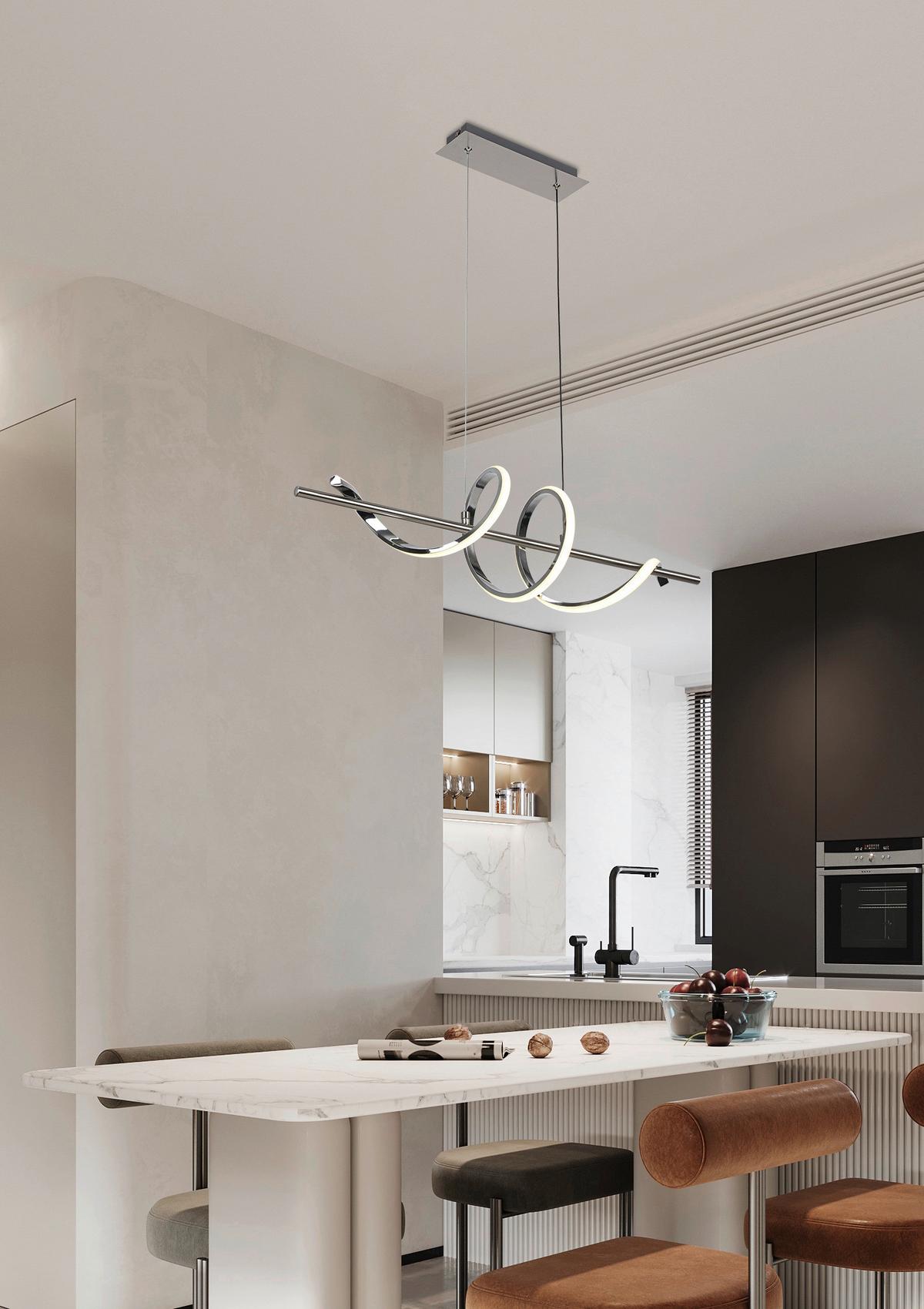 Led-hängeleuchte Josi - Chromfarben/Nickelfarben, Kunststoff/Metall (20/80/120cm) - Luca Bessoni