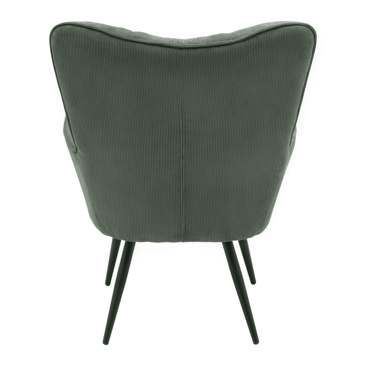 Křeslo s taburetem ALEX, zelený manšestr, max. 120 kg - černá/zelená, Moderní, kov/textil (68/100/78cm) - Mömax