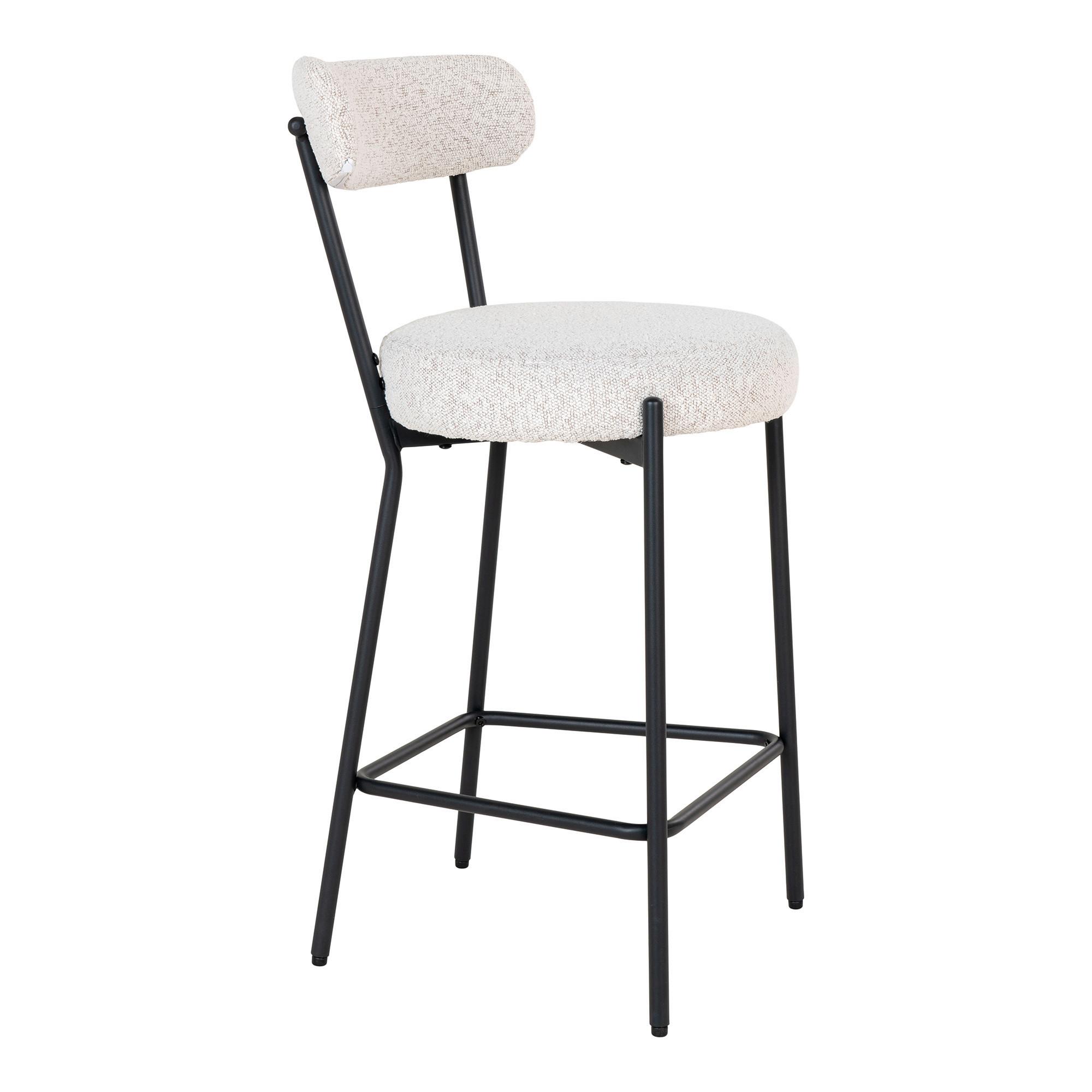 BARHOCKER Badalona Weiß B: 39 cm - Schwarz/Weiß, MODERN, Textil/Metall (39/90/46cm) - MID.YOU
