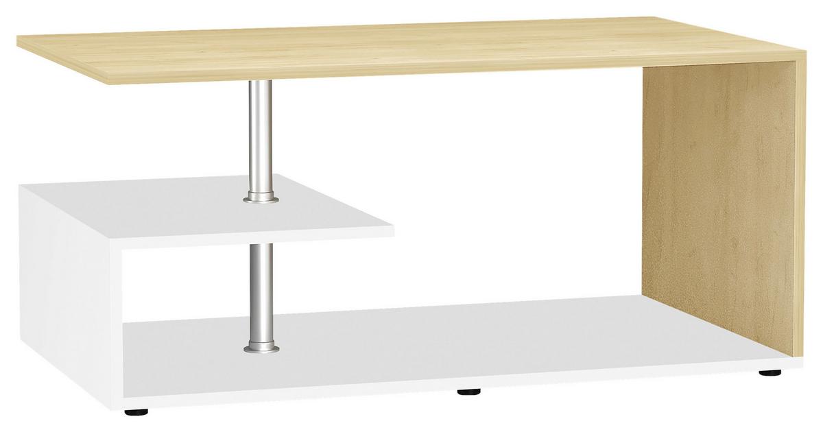 Couchtisch Maliso Weiß Honigeiche Dekor - Honigeiche/Schwarz, Design, Holzwerkstoff/Kunststoff (91/53/42cm) - MID.YOU