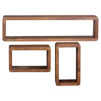 Regál z masivního dřeva boha sheesham - barvy sheesham, Moderní, dřevo (80/20/15cm) - MID.YOU