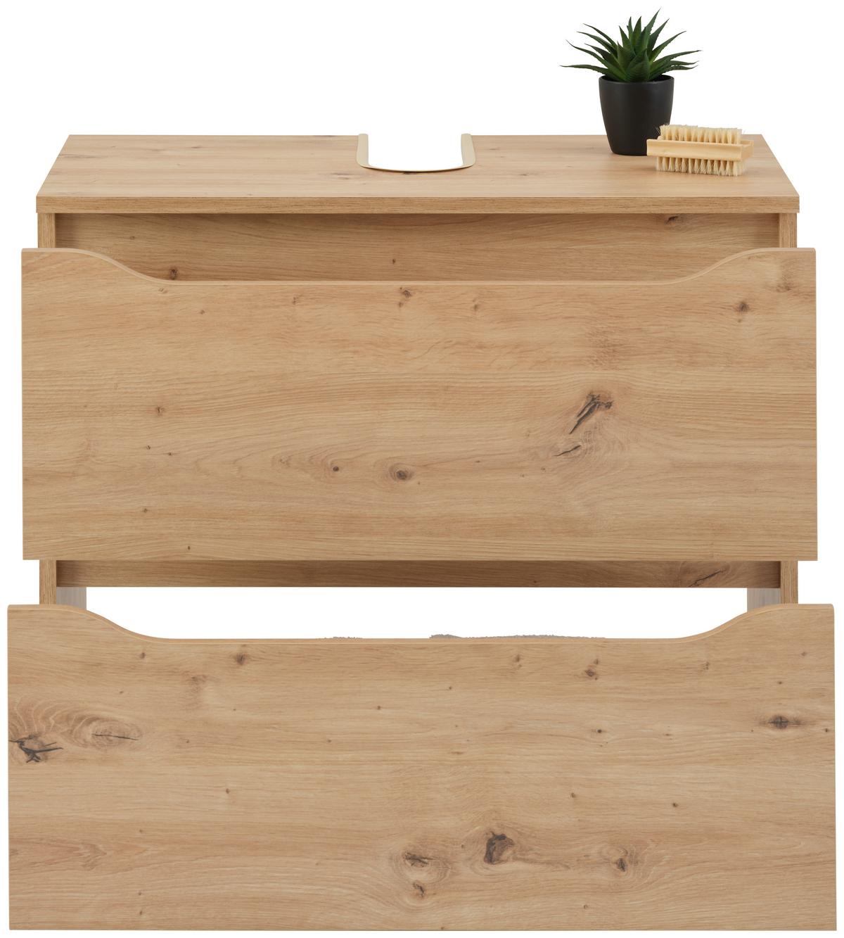 Waschbeckenunterschrank Giga B: 70 Cm Eichefarben - Eichefarben/Schwarz, MODERN, Holzwerkstoff (70/60/40cm)