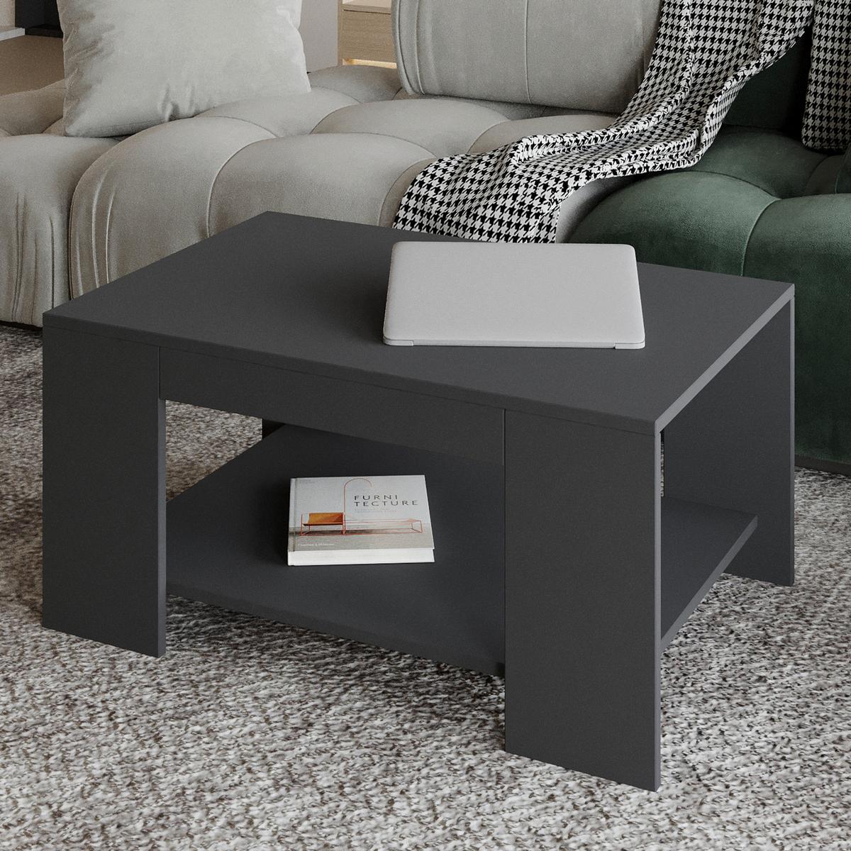 Couchtisch Lina Anthrazit B: 90 Cm - Anthrazit, Design, Holzwerkstoff (90/60/44cm) - Livetastic