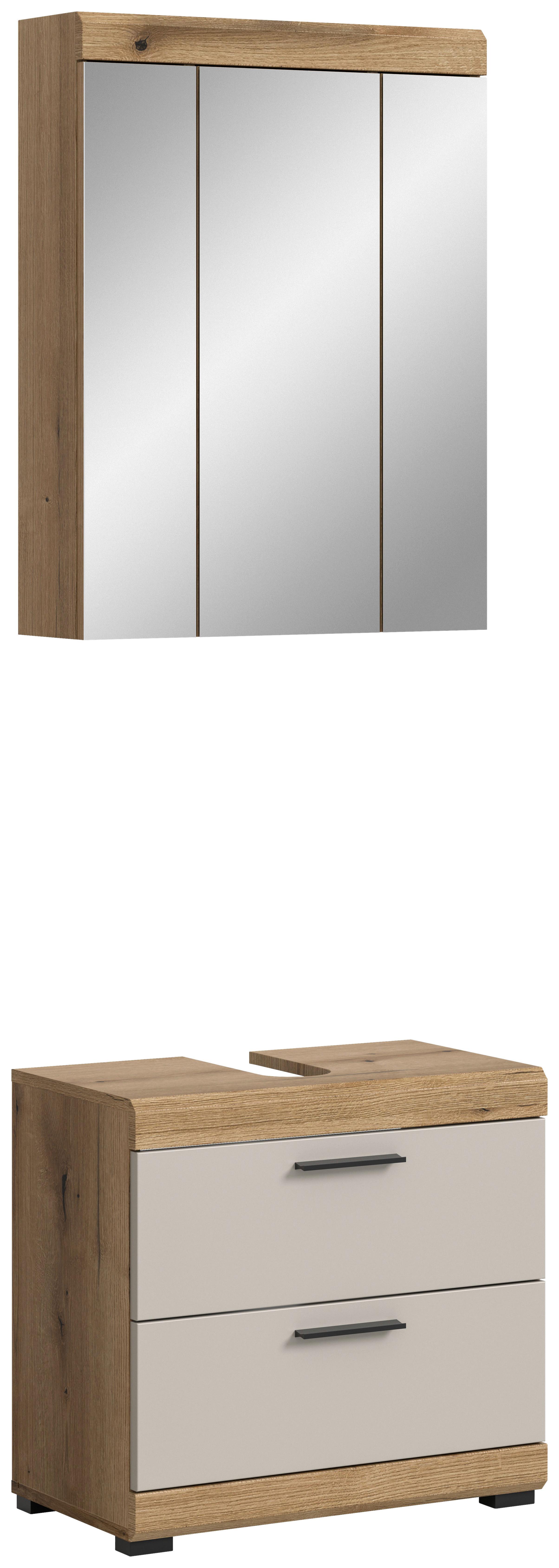 Badezimmer Scout Kaschmir/Naturfarben B: 60 cm - Kaschmir/Schwarz, MODERN, Glas/Holzwerkstoff (60cm) - MID.YOU