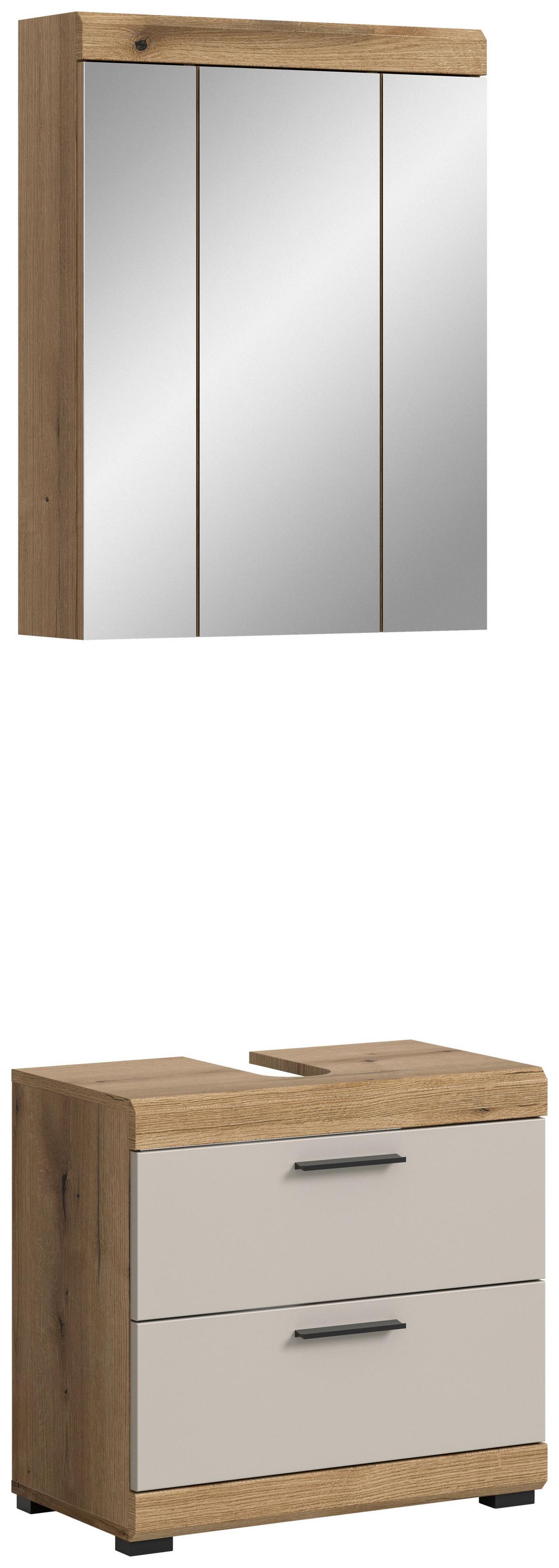 Badezimmer Scout Kaschmir/Naturfarben B: 60 cm - Kaschmir/Schwarz, MODERN, Glas/Holzwerkstoff (60cm) - MID.YOU