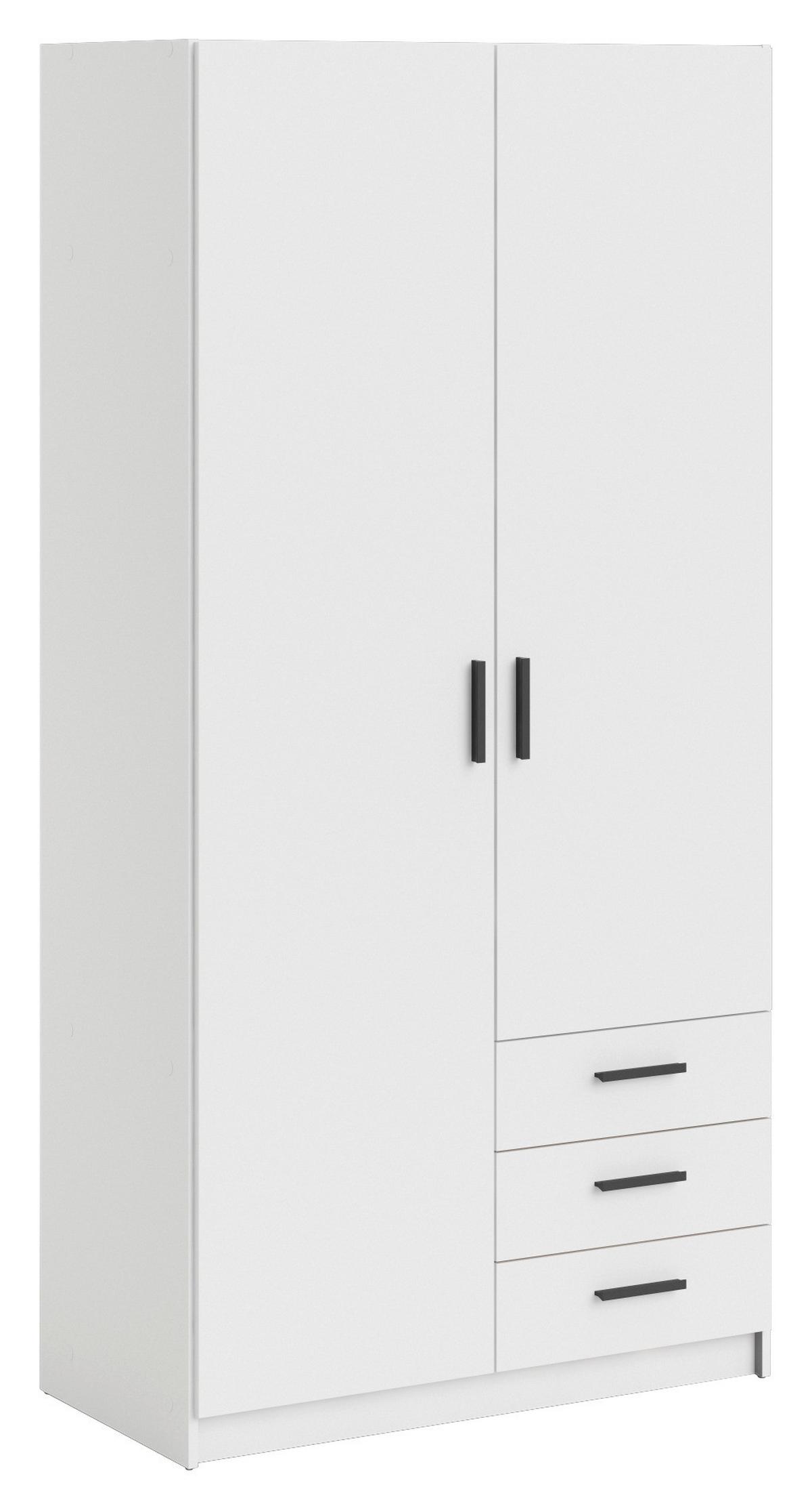 Kleiderschrank Sprint, Weiß, B: 98,5 cm - Weiß, Basics, Holzwerkstoff (98,5ml) - MID.YOU