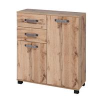 Unterschrank Milan Eiche Dekor - Eichefarben/Schwarz, KONVENTIONELL, Holzwerkstoff (80,6/94,8/32cm) - MID.YOU