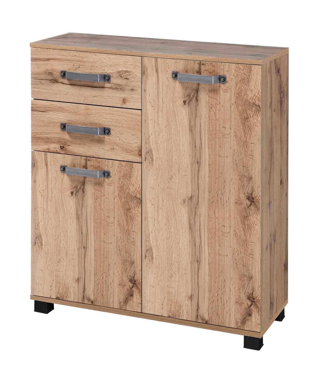 Unterschrank Milan Eiche Dekor - Eichefarben/Schwarz, KONVENTIONELL, Holzwerkstoff (80,6/94,8/32cm) - MID.YOU