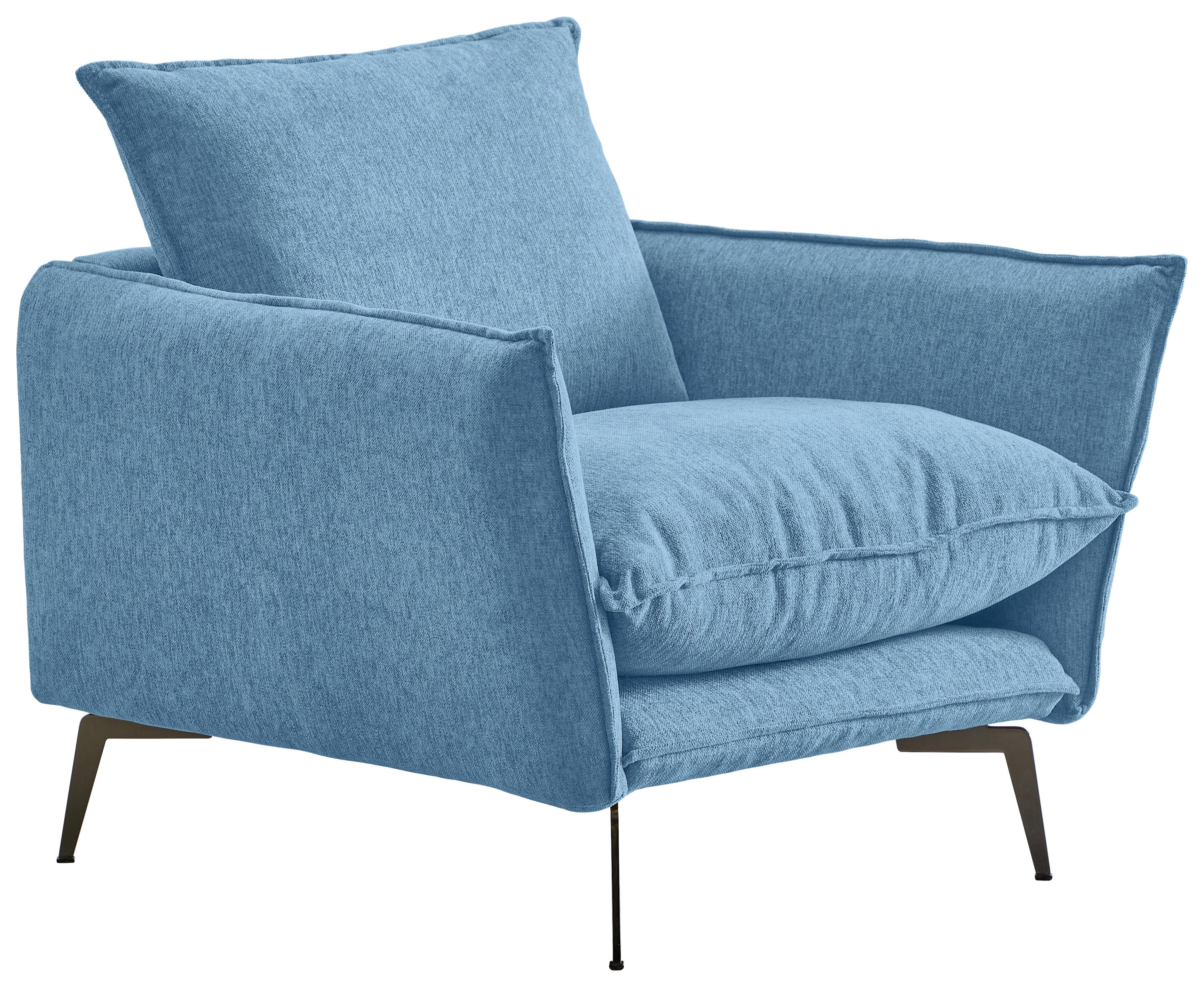 Sessel Skye Blau B: 96 cm - Blau/Schwarz, Design, Textil (96/84/100cm) - Livetastic