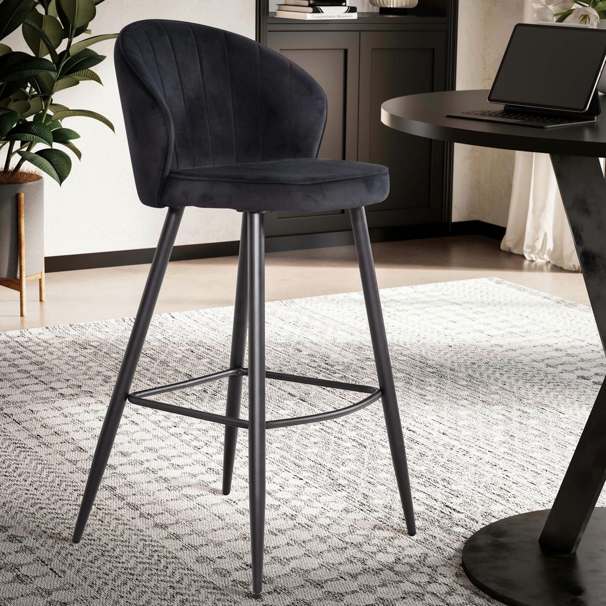 Barhocker-set Schwarz B: 56 Cm - Schwarz, Design, Textil/Metall (56/102,5/52,5cm) - MID.YOU