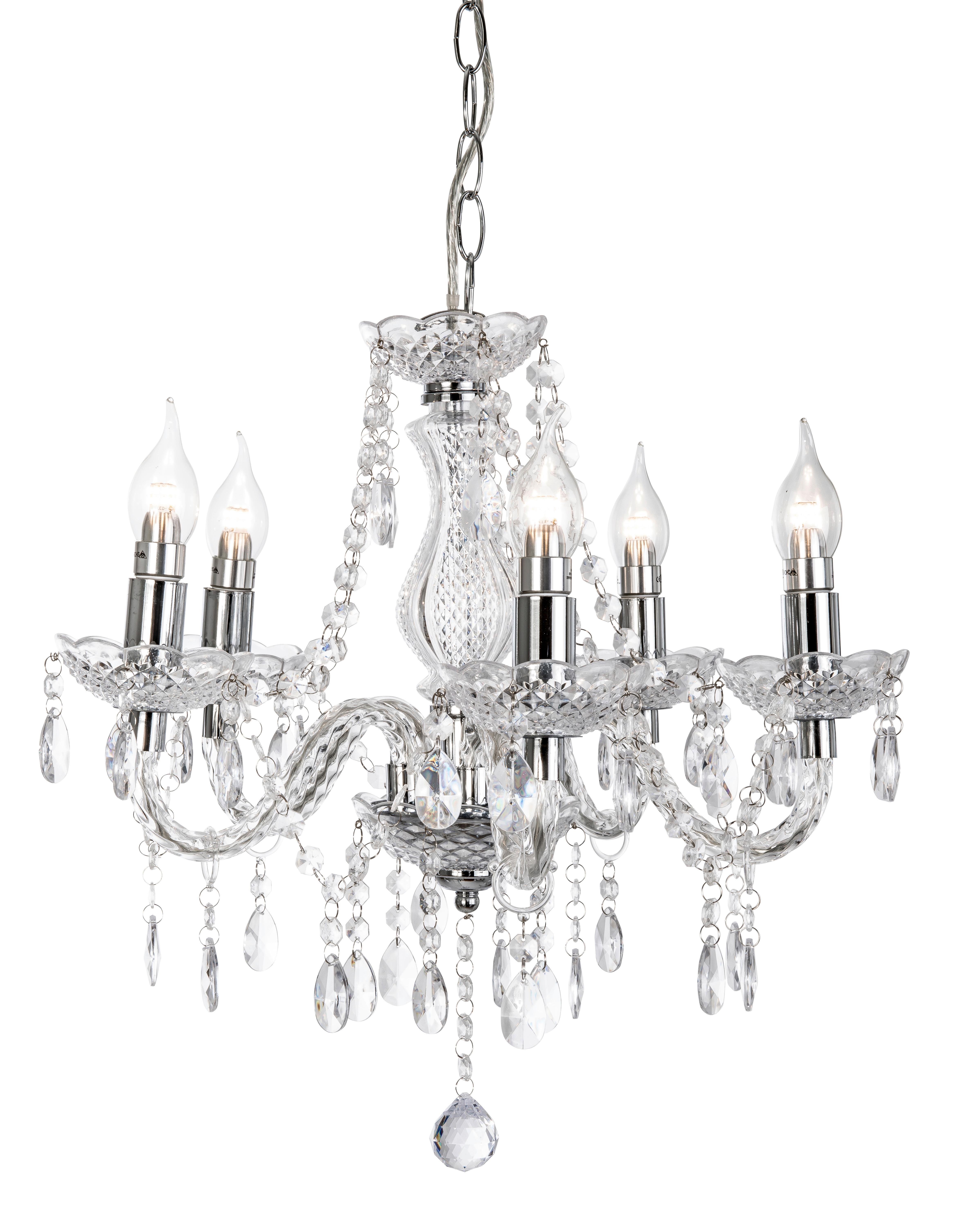 Hängeleuchte Marie Klar Chromfarben D: 48 Cm - Klar/Chromfarben, KONVENTIONELL, Kunststoff/Metall (48/150cm) - Globo