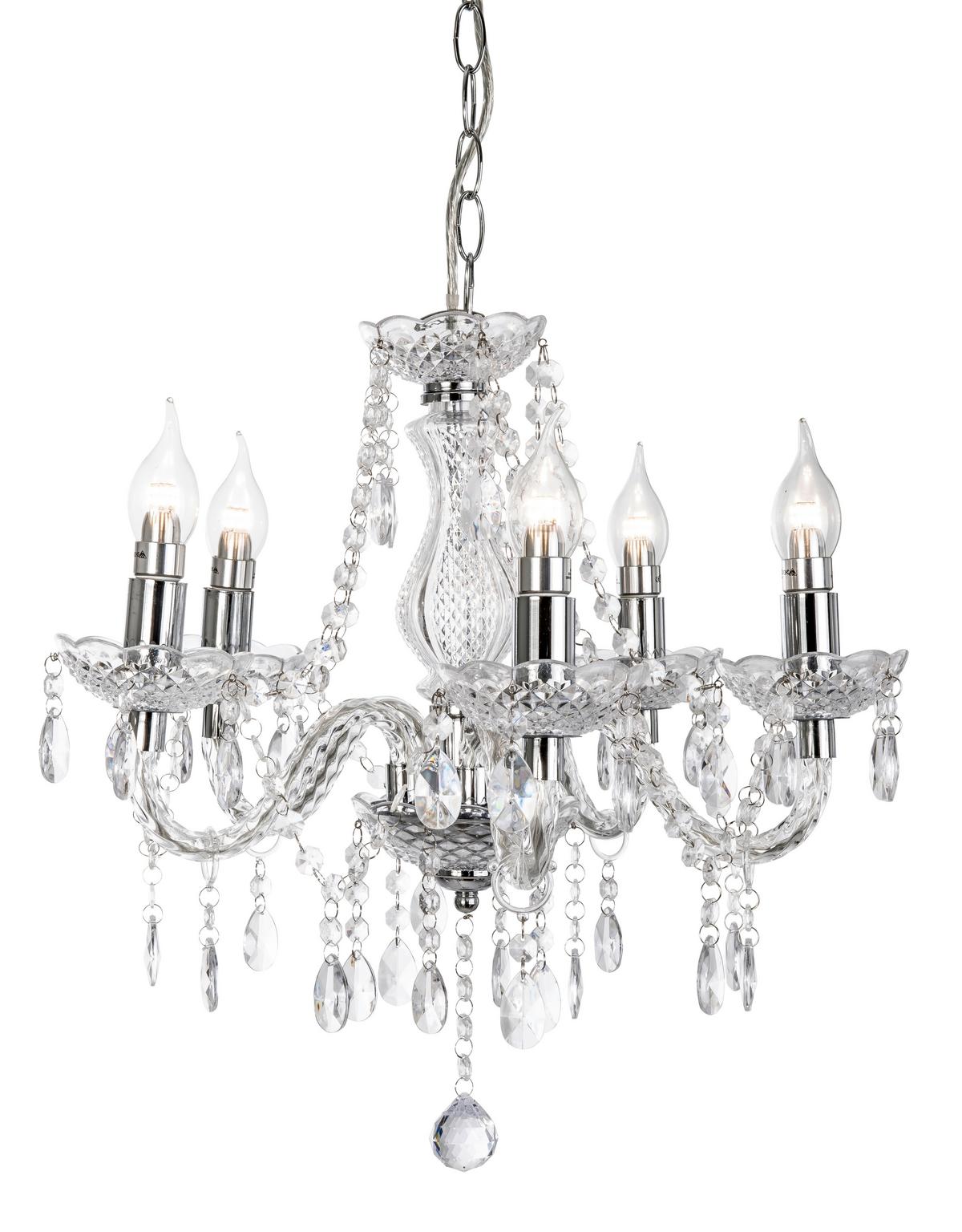 Hängeleuchte Marie Klar Chromfarben D: 48 Cm - Klar/Chromfarben, KONVENTIONELL, Kunststoff/Metall (48/150cm) - Globo