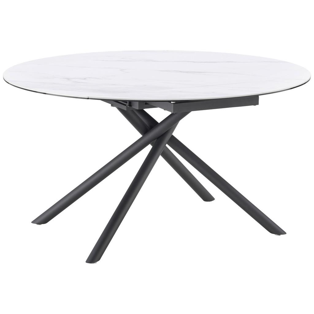 Esstisch ausziehbar rund Tiana 90-140x140 cm Keramik Weiß