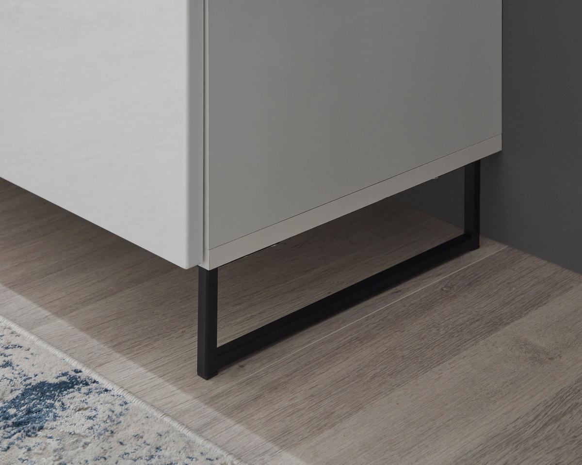 Kommode 80 cm Lecce, Weiß - Weiß Hochglanz/Schwarz, LIFESTYLE, Holzwerkstoff (80/93/40cm) - MID.YOU