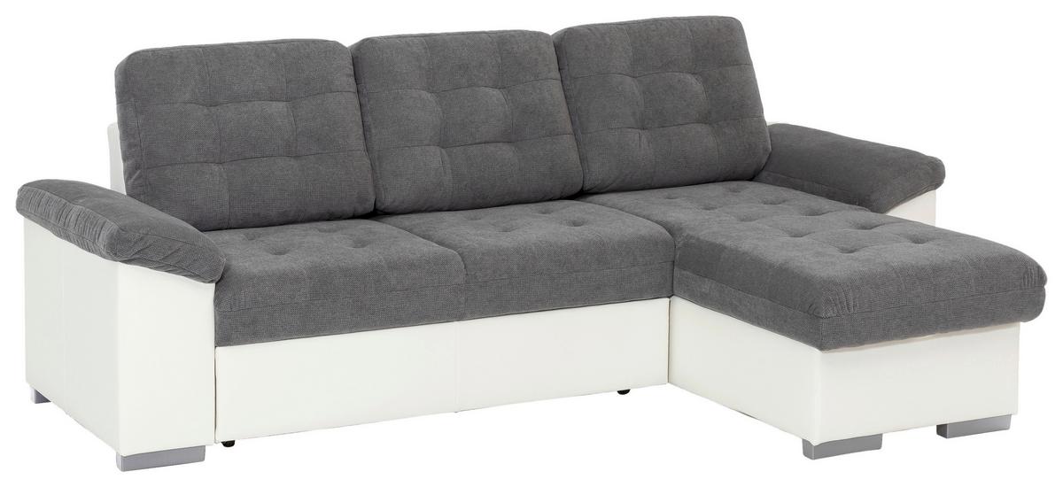 Eckschlafsofa Australia Creme/dunkelgrau S: 232x148 Cm - Dunkelgrau/Creme, MODERN, Textil (232/148cm) - MID.YOU