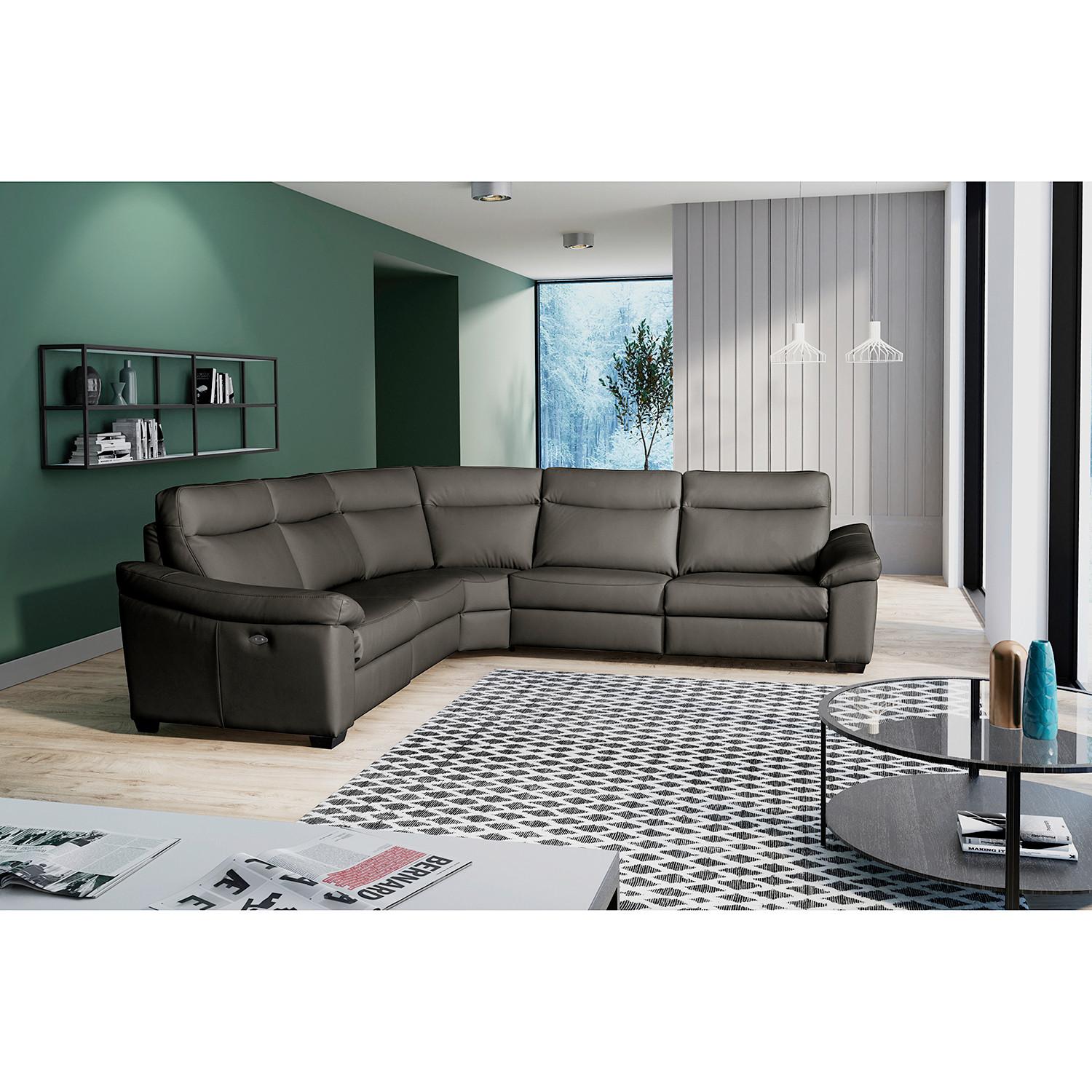 Ecksofa Dakar Anthrazit B: 299x299 cm - Anthrazit/Schwarz, Design, Leder (299/299cm) - Livetastic