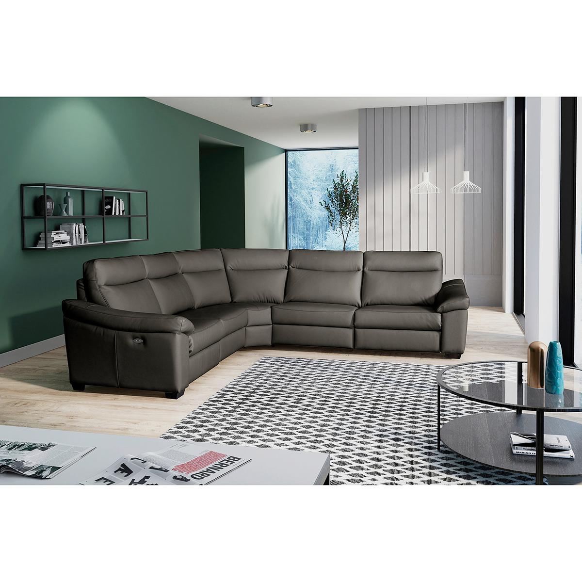 Ecksofa Dakar Anthrazit B: 299x299 Cm - Anthrazit/Schwarz, Design, Leder (299/299cm) - Livetastic