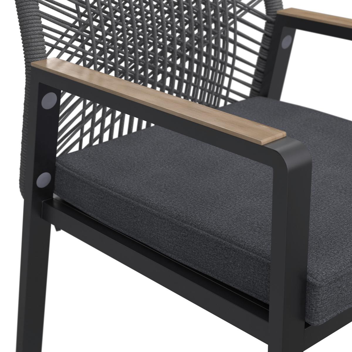 Gartenstuhl Daniela - Dunkelgrau/Eichefarben, MODERN, Textil/Metall (55/90/67cm) - Beldano