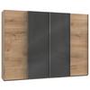 Schwebetürenschrank B: 300 Cm Level Grau/eichefarben Dekor - Eichefarben/Grau, MODERN, Holzwerkstoff (300/216/65cm) - MID.YOU